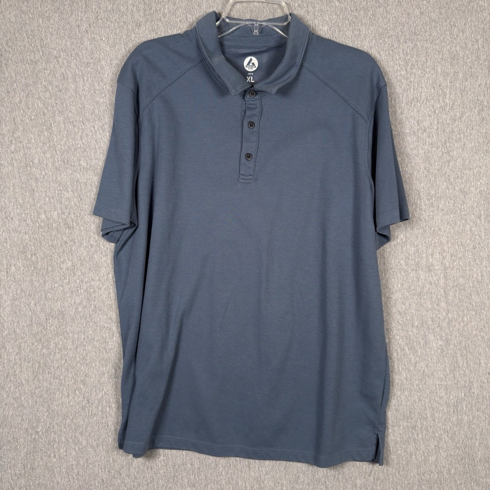 American Giant Polo Shirt Mens XL Teal Cotton Blend Short Sleeve Made in‎ USA